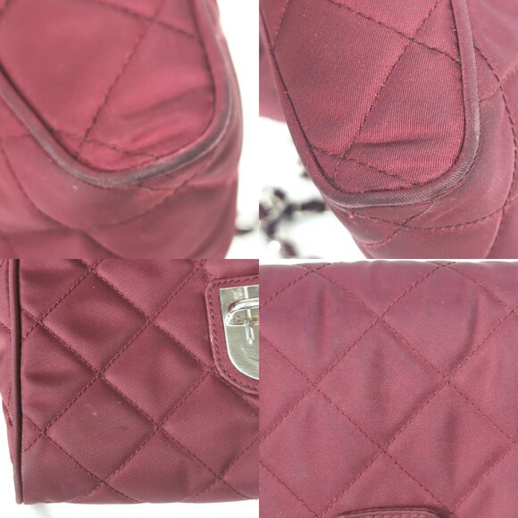 PRADA Impuntu Tessuto Quilted Nylon Chain Crossbody Bag Granato - Picture 11 of 14